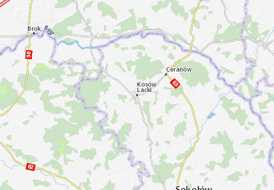Karte Stadtplan Kosów Lacki