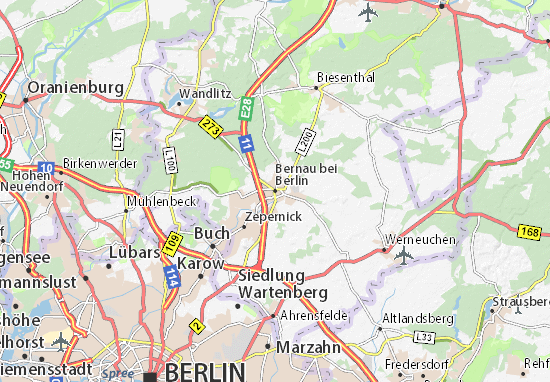 Mapa Plano Bernau bei Berlin