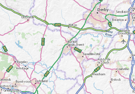 Parámetros Puede soportar sugerir Mapa MICHELIN Burton-upon-Trent - plano Burton-upon-Trent - ViaMichelin
