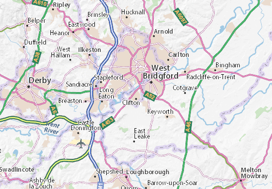 Karte Stadtplan Nottingham