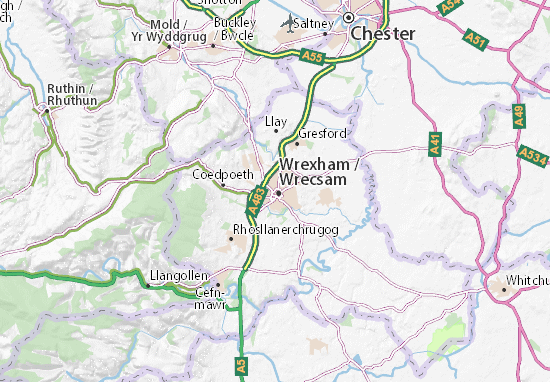 Kaart Plattegrond Wrexham