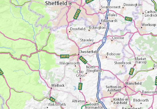 Karte Stadtplan Chesterfield