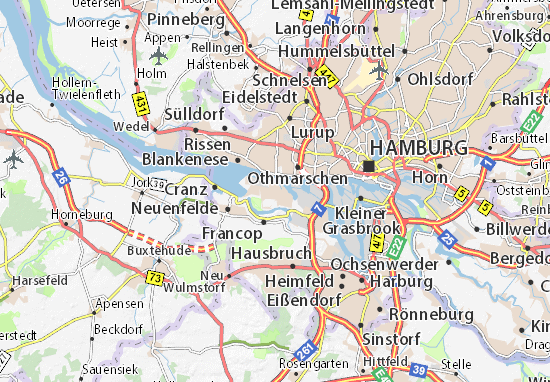 Karte Stadtplan Finkenwerder
