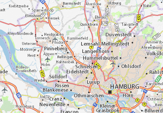 Karte Stadtplan Rellingen-Krupunder