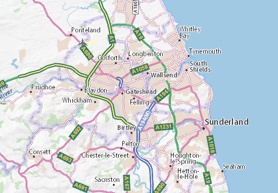 Mapa Gateshead