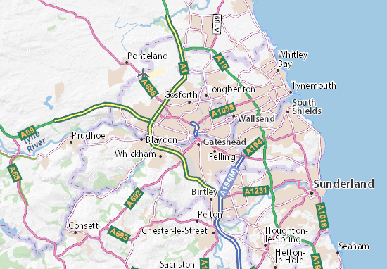 Kaart Plattegrond Newcastle upon Tyne