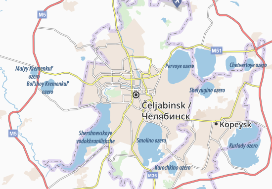 Kaart Plattegrond Čeljabinsk