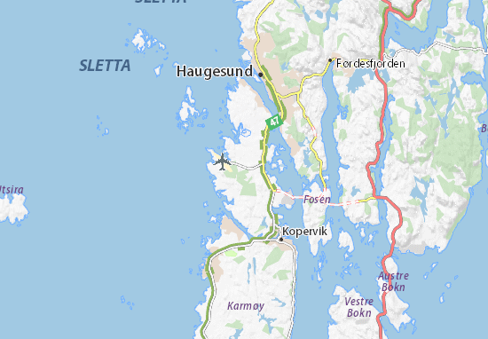 Karte Stadtplan Haugesund lufthavn