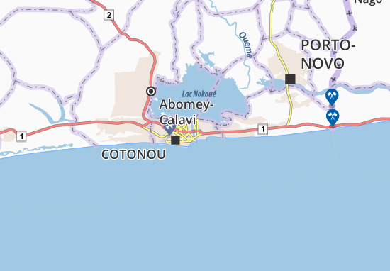 Karte Stadtplan Abokicodji-Lagune