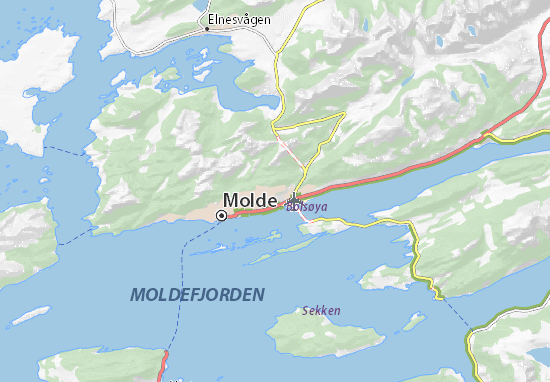 Mapa Plano Molde-Aro lufthavn