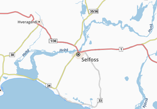 Kaart Plattegrond Selfoss