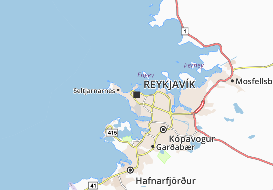 Kaart Plattegrond Reykjavík