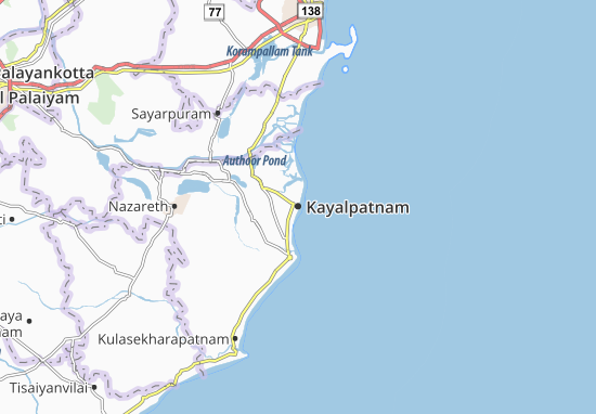 Kaart Plattegrond Kayalpatnam