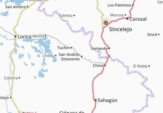 Kaart Plattegrond San Andrés Sotavento