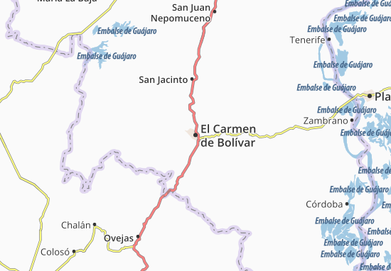 Kaart Plattegrond El Carmen de Bolívar