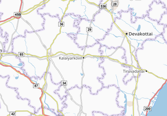 Kaart Plattegrond Kalaiyarkovil