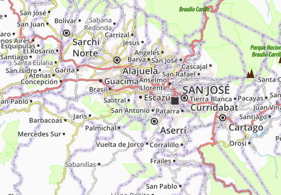 Karte Stadtplan Escazú