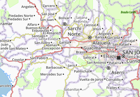Karte Stadtplan Turrucares