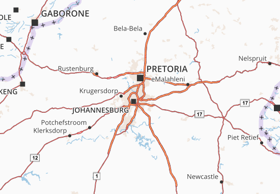 Karte Stadtplan Gauteng