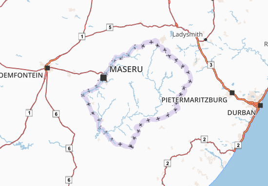 Kaart Plattegrond Lesotho