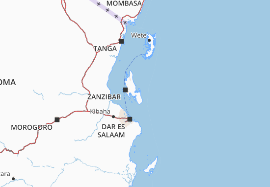 Kaart Plattegrond Zanzibar South and Central