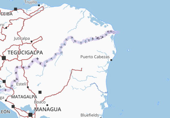 Kaart Plattegrond Región Autónoma del Atlántico Norte