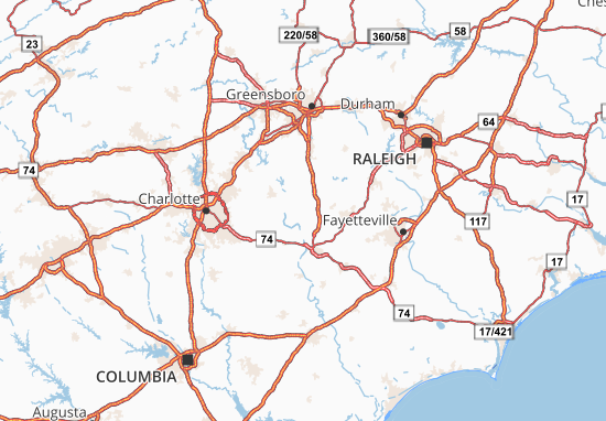 Kaart Plattegrond North Carolina