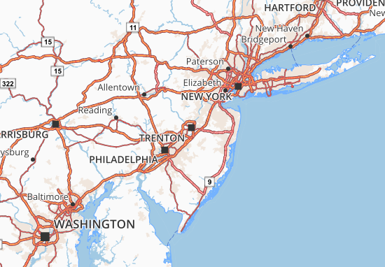Sneeuwstorm Fluisteren Wereldrecord Guinness Book Kaart MICHELIN New Jersey - plattegrond New Jersey - ViaMichelin