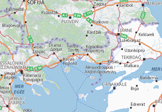 Carte-Plan Anatolikí Makedonía kai Thráki