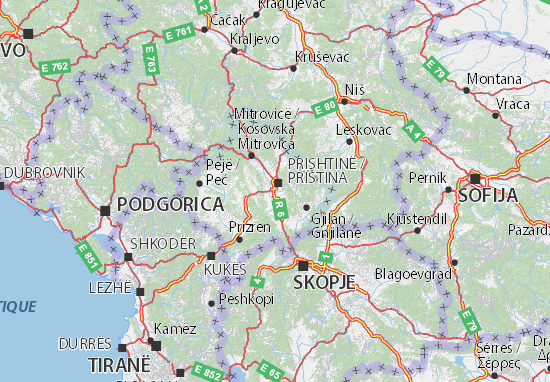 Karte Stadtplan Kosovski okrug