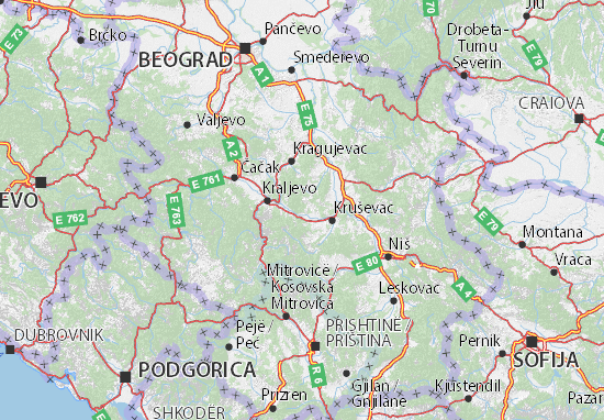 centralna srbija mapa Mapa Centralna Srbija   plano Centralna Srbija  ViaMichelin centralna srbija mapa