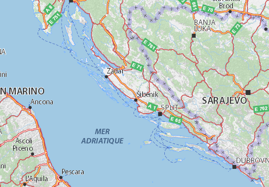 Kaart Plattegrond Šibensko-kninska županija