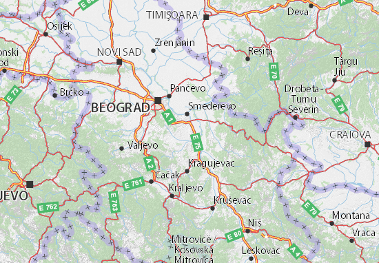 Kaart Plattegrond Podunavski okrug
