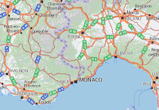 Kaart Plattegrond Cuneo