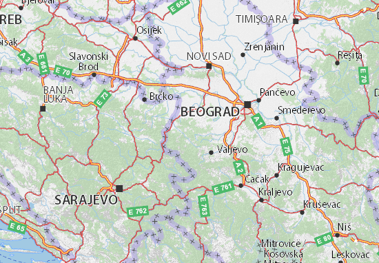 Kaart Plattegrond Mačvanski okrug