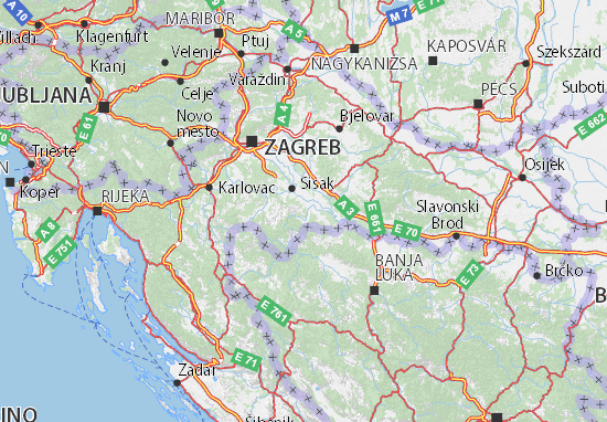 Karte Stadtplan Sisačko-moslavačka županija