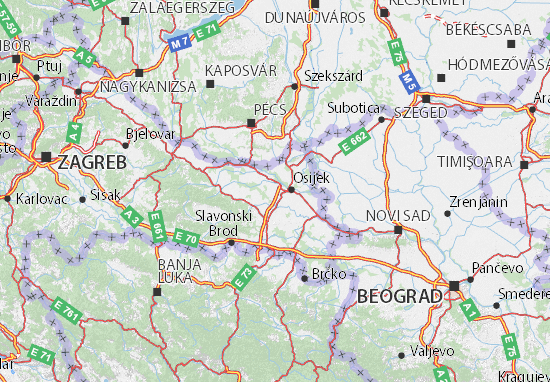 Kaart Plattegrond Osječko-baranjska županija