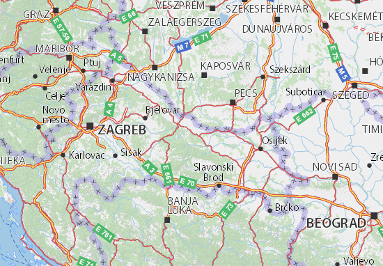 Kaart Plattegrond Virovitičko-podravska županija