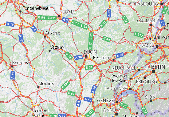 Kaart Plattegrond Bourgogne-Franche-Comté
