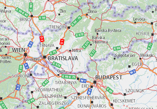 Karte Stadtplan Nitriansky kraj