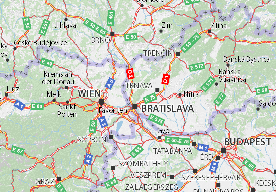 Kaart Plattegrond Bratislavský kraj
