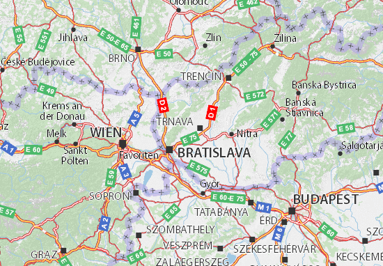 Kaart Plattegrond Trnavský kraj