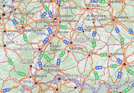 Kaart Plattegrond Baden-Württemberg