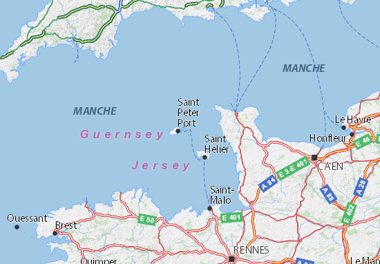 Karte Stadtplan Channel Islands