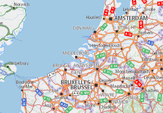 Kaart Michelin Zeeland - Plattegrond Zeeland - Viamichelin