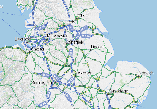 Mapa Nottinghamshire